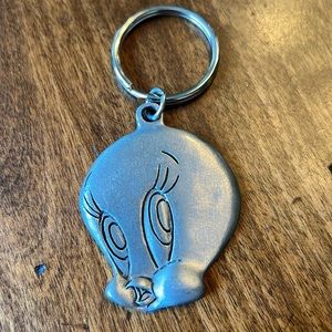 Looney Tunes Warner Brothers Tweety Bird Keyring Keychain Pewter Vintage RARE